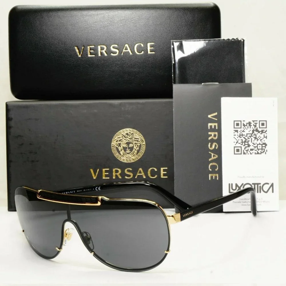 Versace Black Shield Men's Visor Sunglasses